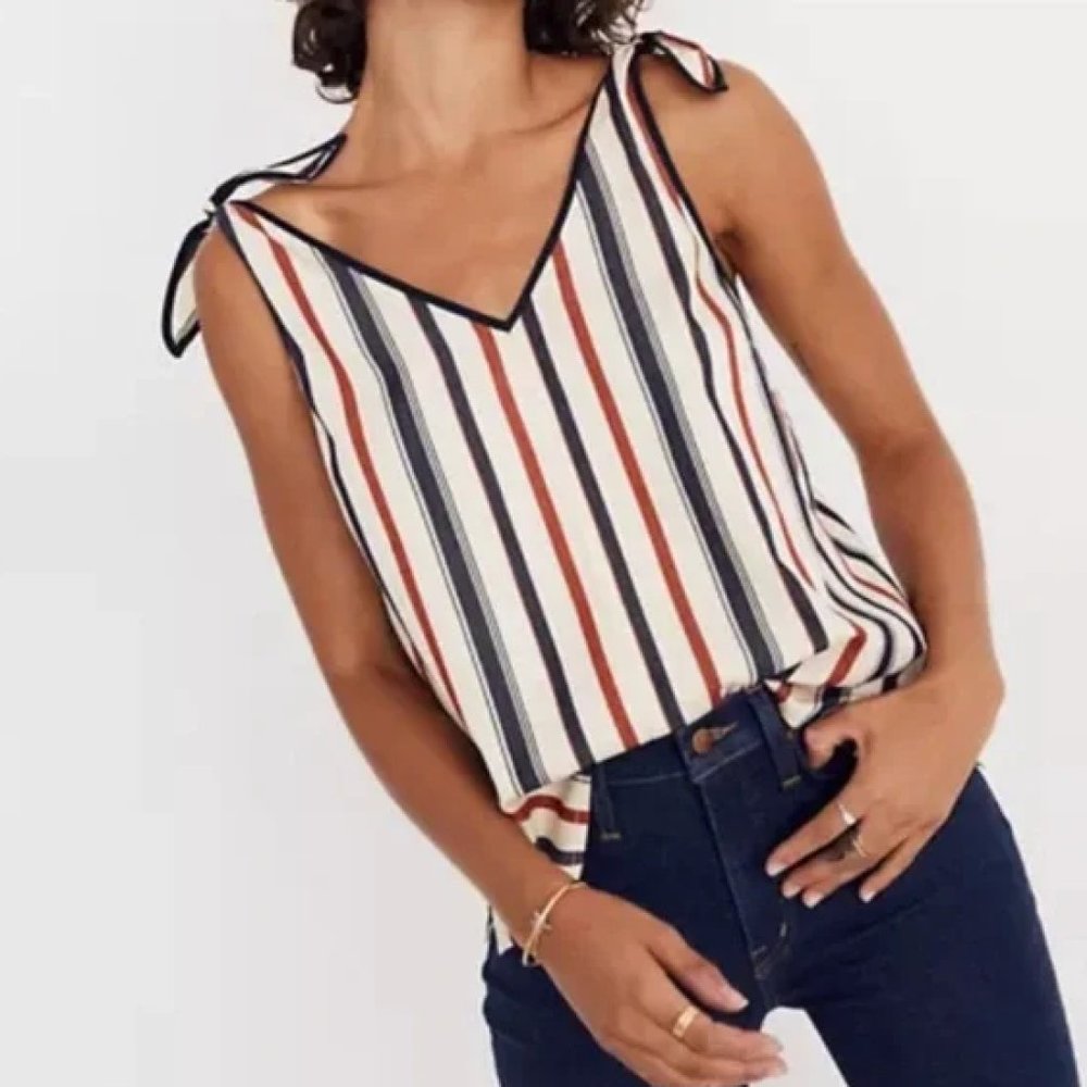 Madewell Tie Strap Tank in Ace Stripe